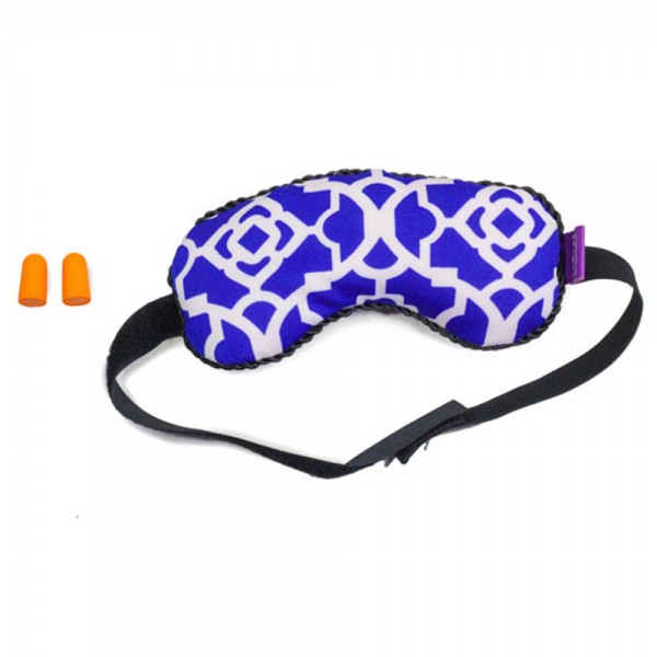 VIAGGI Microbeads Eye Mask With Ear Plugs - Trellis Blue